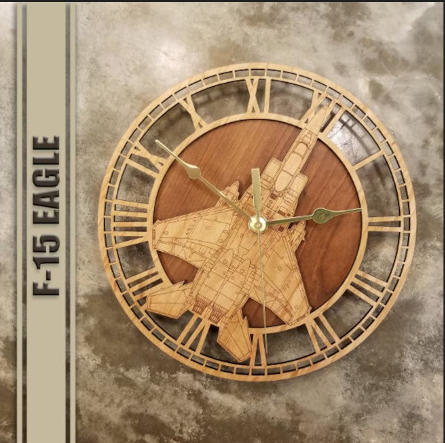 F15 Eagle 10in Wooden Wall Clock – New England Air Museum
